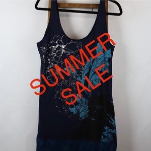 Navy Blue Sleeveless Dress w/ Design